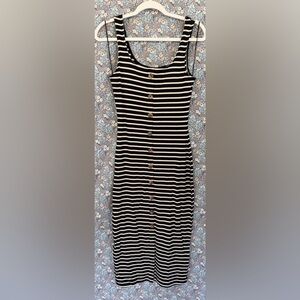 Striped Black and White Button-Down Dress